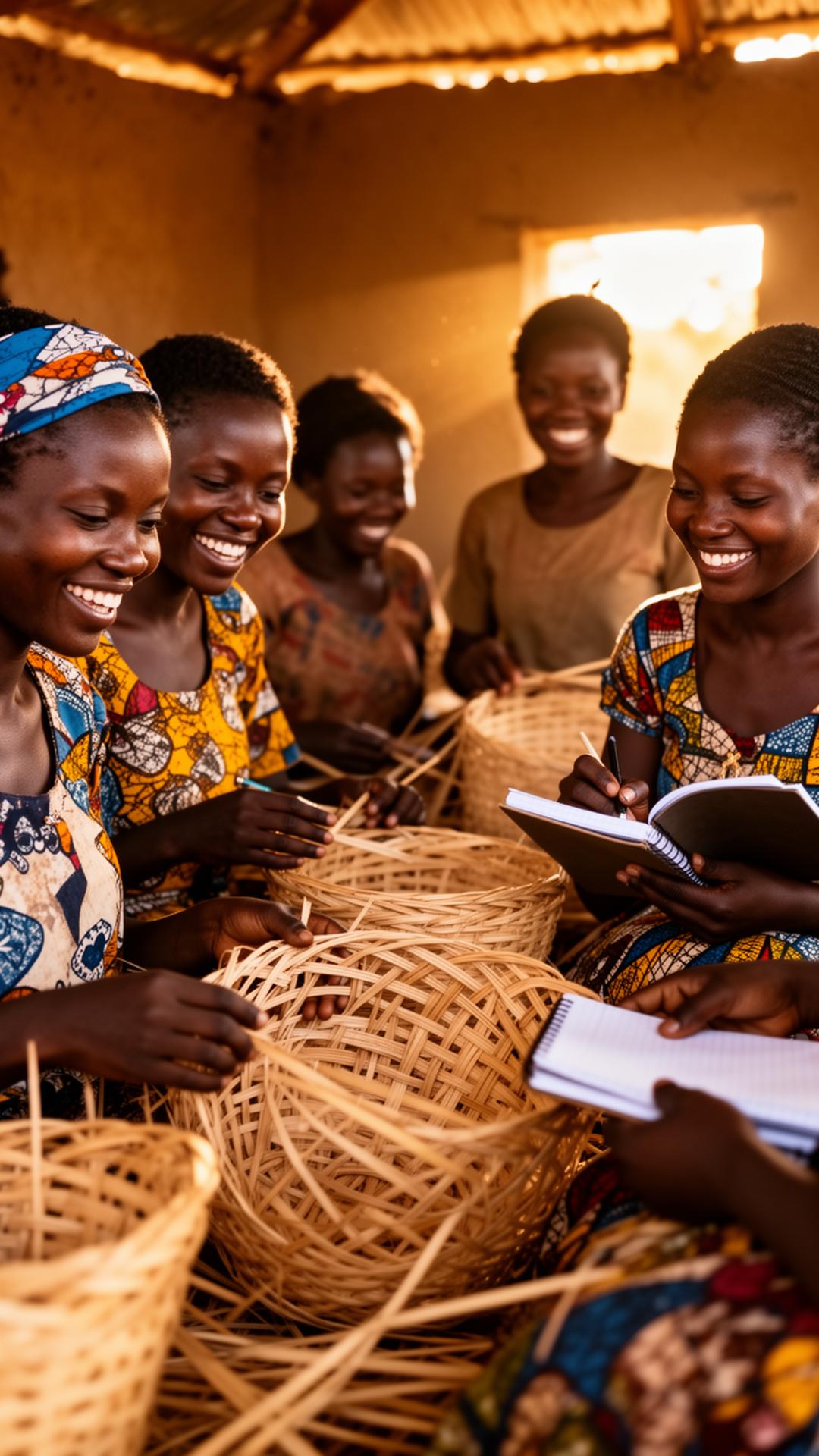 Rural women and youth collaborating in a community workshop